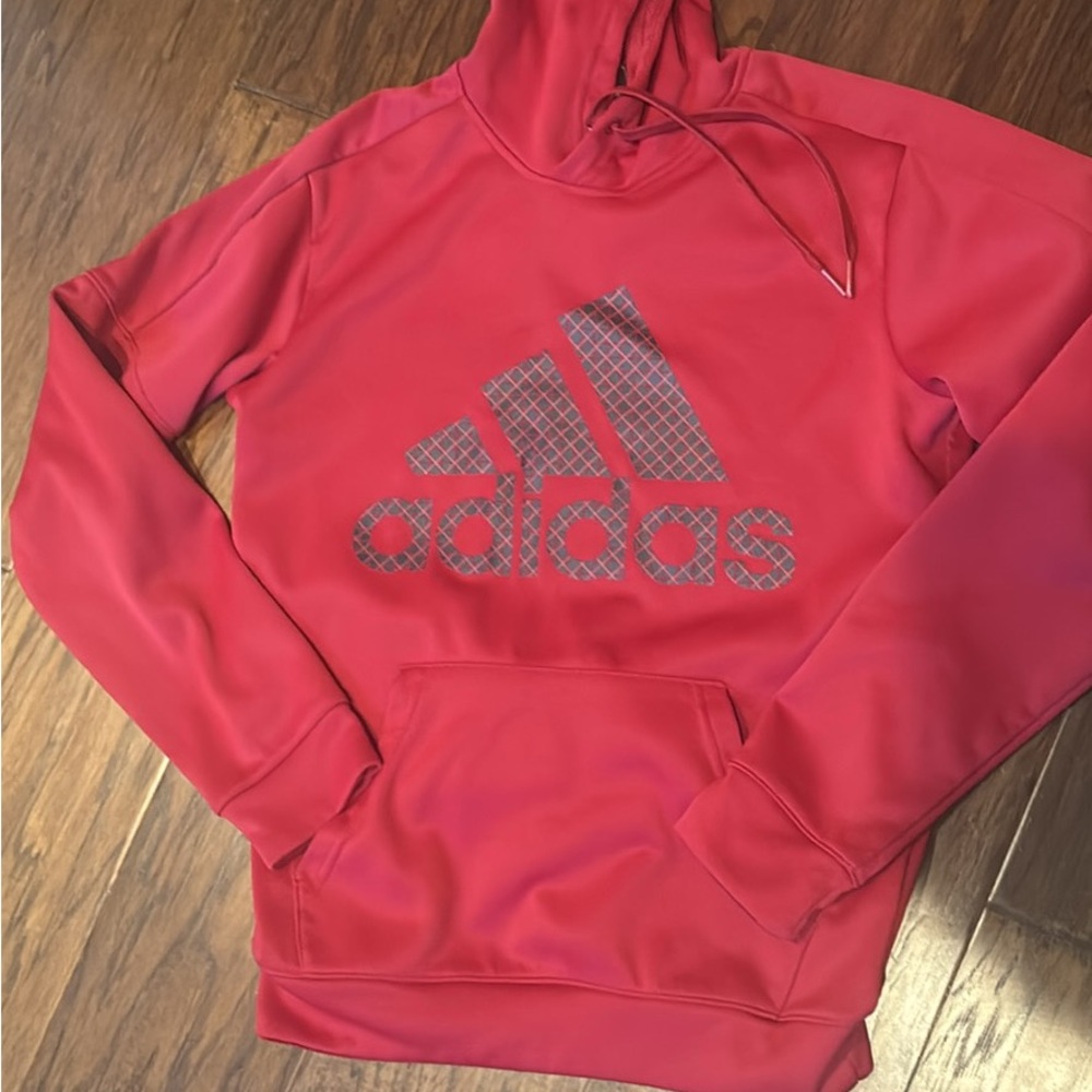 Adidas Vibrant Red Hoodie with Logo